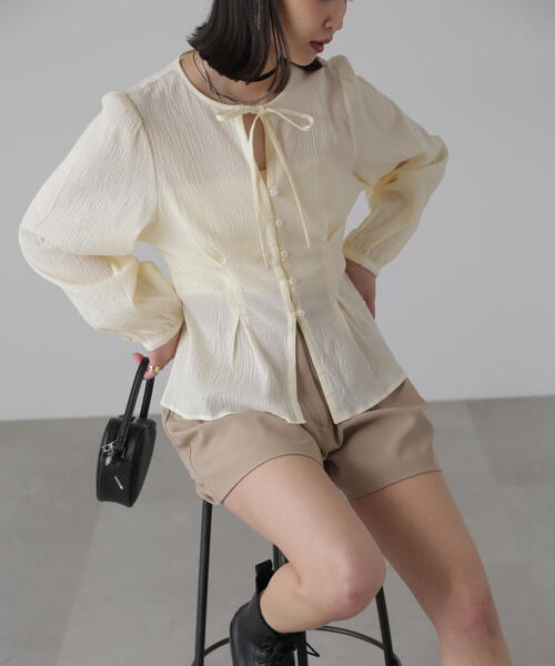 FREE'S MART（フリーズマート）の「◆ドビーストライプチュニックシャツ（シャツ/ブラウス・レディース・ホワイト/イエロー/ライトグリーン・FREE）」の5枚目の写真