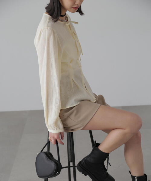 FREE'S MART（フリーズマート）の「◆ドビーストライプチュニックシャツ（シャツ/ブラウス・レディース・ホワイト/イエロー/ライトグリーン・FREE）」の8枚目の写真