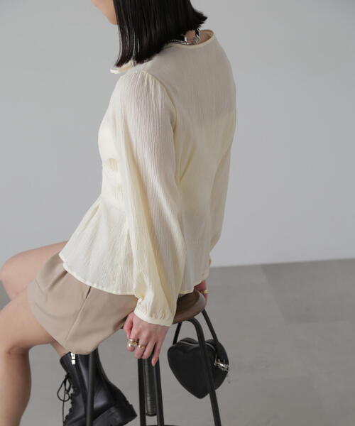 FREE'S MART（フリーズマート）の「◆ドビーストライプチュニックシャツ（シャツ/ブラウス・レディース・ホワイト/イエロー/ライトグリーン・FREE）」の10枚目の写真