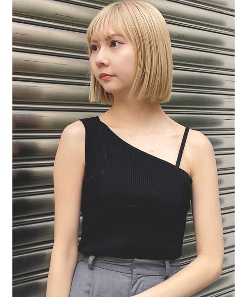 MURUA（ムルーア）の「アシメショルダーオープンニット（ニット/セーター・レディース・ネイビー/レッド/ブラック/グレー・FREE）」の6枚目の写真