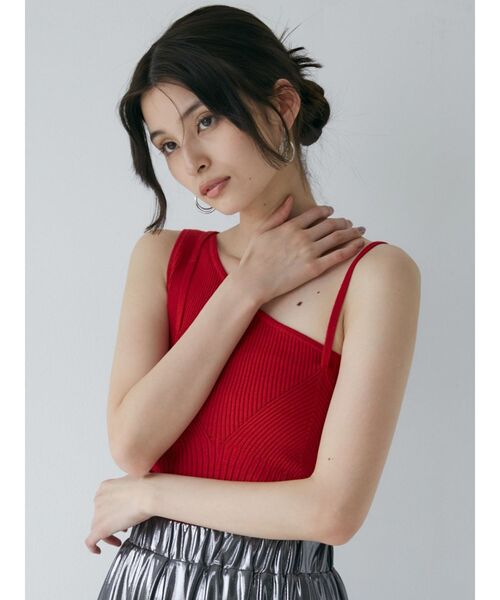 MURUA（ムルーア）の「アシメショルダーオープンニット（ニット/セーター・レディース・ネイビー/レッド/ブラック/グレー・FREE）」の8枚目の写真