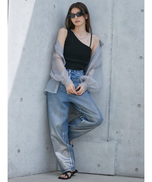 MURUA（ムルーア）の「アシメショルダーオープンニット（ニット/セーター・レディース・ネイビー/レッド/ブラック/グレー・FREE）」の13枚目の写真