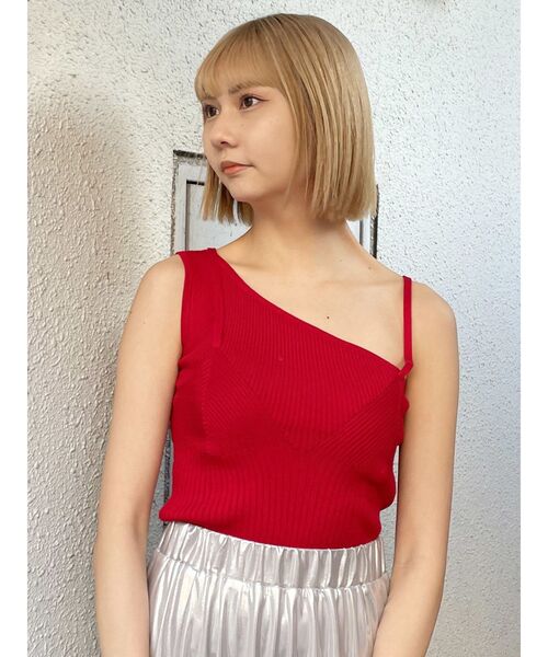 MURUA（ムルーア）の「アシメショルダーオープンニット（ニット/セーター・レディース・ネイビー/レッド/ブラック/グレー・FREE）」の19枚目の写真