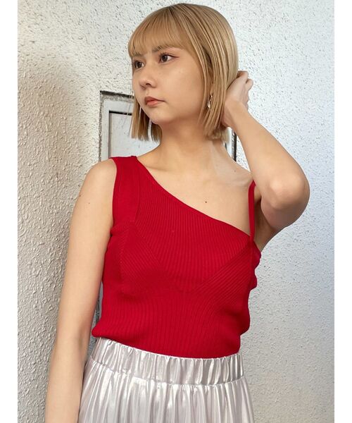 MURUA（ムルーア）の「アシメショルダーオープンニット（ニット/セーター・レディース・ネイビー/レッド/ブラック/グレー・FREE）」の20枚目の写真