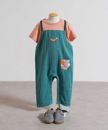 Hoppetta | 【Hoppetta(ホッペッタ)】きつね刺繍 サロペット風 ロンパース 70cm・80cm(ロンパース)