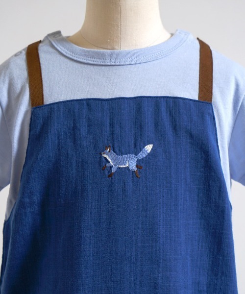Hoppetta（ホッペッタ）の「【Hoppetta(ホッペッタ)】きつね刺繍 サロペット風 ロンパース　70cm・80cm（ロンパース・キッズ・ベージュ/グリーン/ブルー・70cm/80ｃｍ）」の14枚目の写真