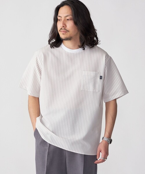 SHIPS(シップス)の「SHIPS: COOLMAX(R) シアサッカー Tシャツ(Tシャツ/カットソー・メンズ・ネイビー/ライトグレー/ブラック/ホワイト/ダークブルー/ライトブルー・SMALL/MEDIUM/LARGE/X-LARGE)」の1枚目の写真