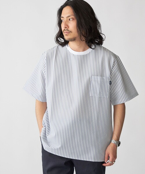 SHIPS(シップス)の「SHIPS: COOLMAX(R) シアサッカー Tシャツ(Tシャツ/カットソー・メンズ・ネイビー/ライトグレー/ブラック/ホワイト/ダークブルー/ライトブルー・SMALL/MEDIUM/LARGE/X-LARGE)」の2枚目の写真