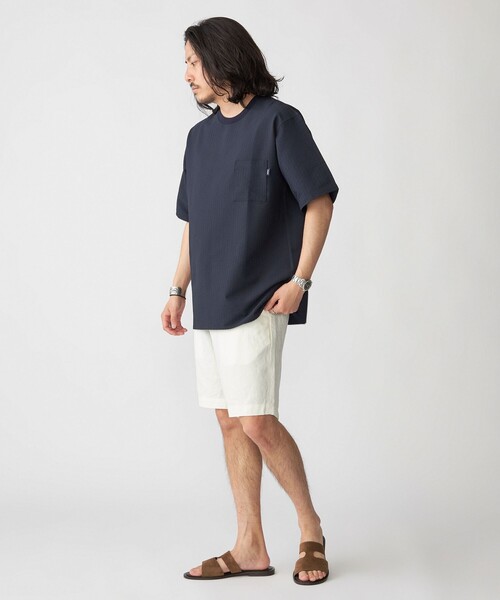 セール】SHIPS: COOLMAX(R) シアサッカー Tシャツ（Tシャツ