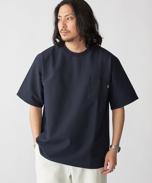 美品 SHIPS シップス シアサッカー生地 春夏 紺 ネイビー M