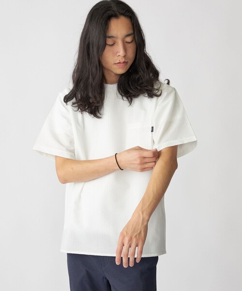 セール】SHIPS: COOLMAX(R) シアサッカー Tシャツ（Tシャツ