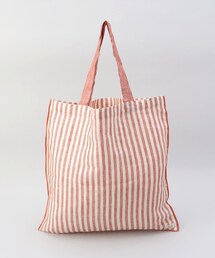 リネンストライプ エコバッグL WH×RE <212Kオリジナル>