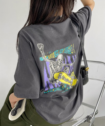 AIR WALK ピグメント加工 半袖 プリント ドクロ Tシャツ