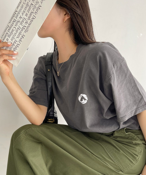 Ada.(エイダ)の「AIR WALK ピグメント加工 半袖 プリント ドクロ Tシャツ(Tシャツ/カットソー・レディース・ブラック/ネイビー/オフホワイト・M/L)」の16枚目の写真