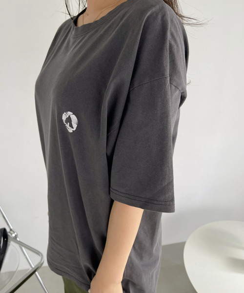 Ada.(エイダ)の「AIR WALK ピグメント加工 半袖 プリント ドクロ Tシャツ(Tシャツ/カットソー・レディース・ブラック/ネイビー/オフホワイト・M/L)」の6枚目の写真