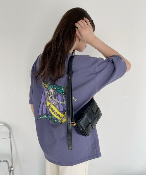 Ada.(エイダ)の「AIR WALK ピグメント加工 半袖 プリント ドクロ Tシャツ(Tシャツ/カットソー・レディース・ブラック/ネイビー/オフホワイト・M/L)」の10枚目の写真