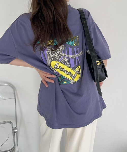 Ada.(エイダ)の「AIR WALK ピグメント加工 半袖 プリント ドクロ Tシャツ(Tシャツ/カットソー・レディース・ブラック/ネイビー/オフホワイト・M/L)」の11枚目の写真