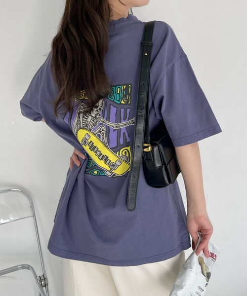 Ada.(エイダ)の「AIR WALK ピグメント加工 半袖 プリント ドクロ Tシャツ(Tシャツ/カットソー・レディース・ブラック/ネイビー/オフホワイト・M/L)」の12枚目の写真