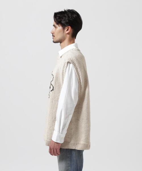 niche.(ニッチ)の「MacMahon Knitting Mills /マクマホンニッティングミルズ 別注Peace&Flower Vest(ニット/セーター・メンズ・ナチュラル・F)」の3枚目の写真