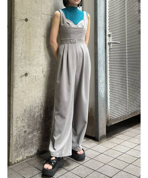 MURUA（ムルーア）の「ビスチェレイヤードロンパース（ワンピース・レディース・グレー/ブラック・FREE）」の2枚目の写真