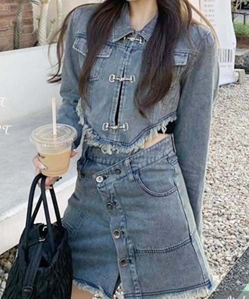 【セール】テーラージャケット×スカート デニムセットアップ（セットアップ）｜gossip！ロサンゼルス（ゴシップロサンゼルス）