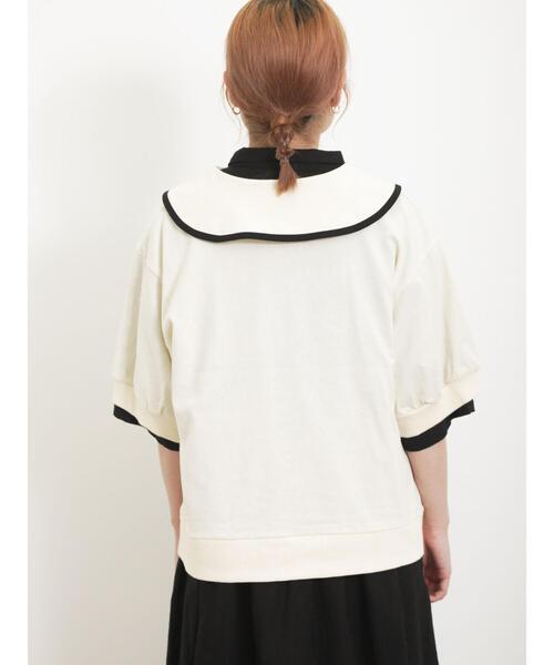 Samansa Mos2(サマンサ モスモス)の「配色パイピングハーフジップカットソー(Tシャツ/カットソー・レディース・キナリ/ブラック/ブルー・F)」の15枚目の写真
