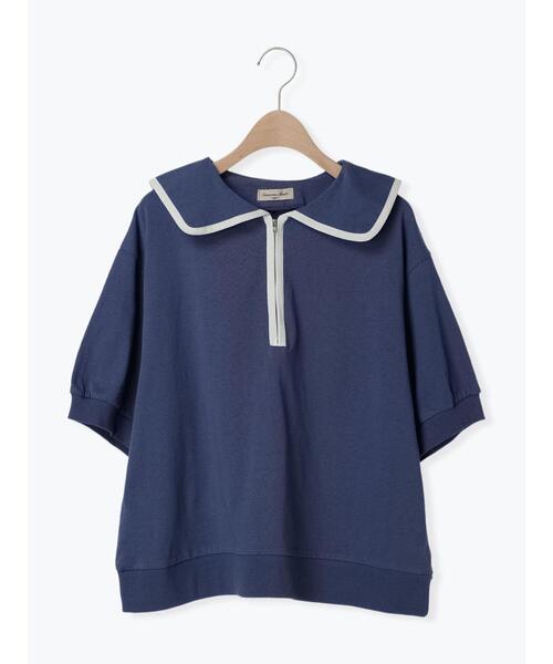 Samansa Mos2(サマンサ モスモス)の「配色パイピングハーフジップカットソー(Tシャツ/カットソー・レディース・キナリ/ブラック/ブルー・F)」の21枚目の写真
