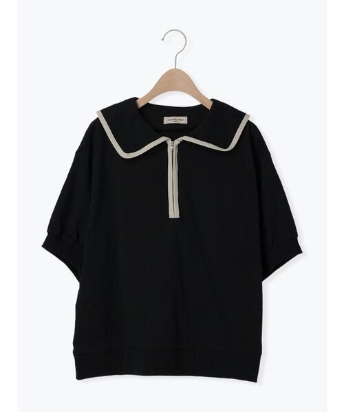 Samansa Mos2(サマンサ モスモス)の「配色パイピングハーフジップカットソー(Tシャツ/カットソー・レディース・キナリ/ブラック/ブルー・F)」の22枚目の写真
