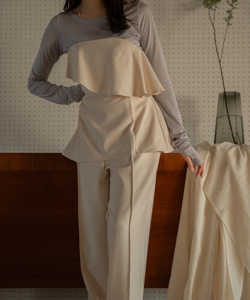 mideal（マイディール）の「frill bare bustier × sheer tops set