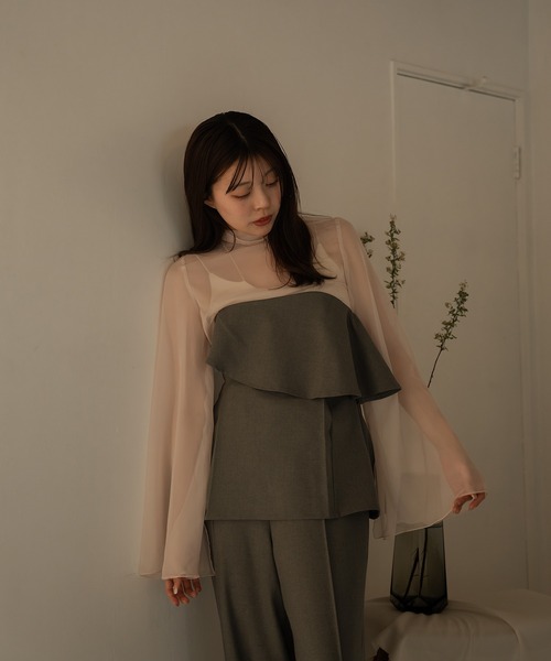 mideal（マイディール）の「frill bare bustier × sheer tops set