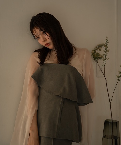 mideal（マイディール）の「frill bare bustier × sheer tops set
