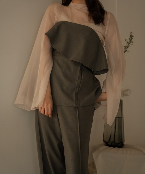 mideal(マイディール)の「frill bare bustier × sheer tops set / フリルベアビスチェ×シアートップスセット(その他トップス・レディース・ホワイト系/グレー系・FREE)」の14枚目の写真