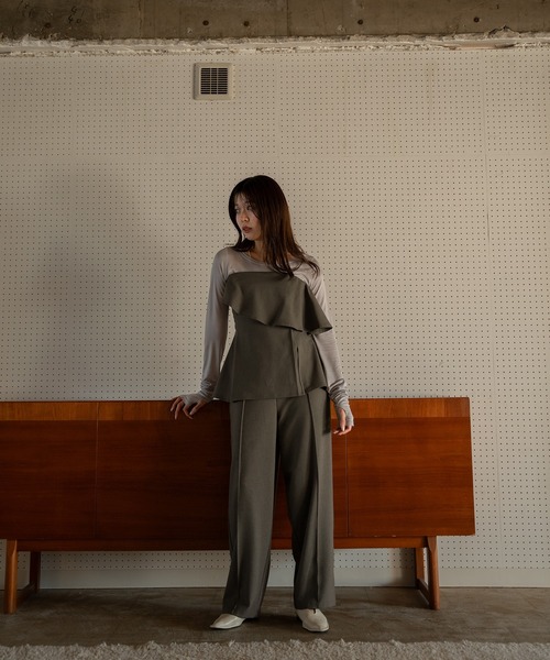 mideal(マイディール)の「frill bare bustier × sheer tops set / フリルベアビスチェ×シアートップスセット(その他トップス・レディース・ホワイト系/グレー系・FREE)」の16枚目の写真