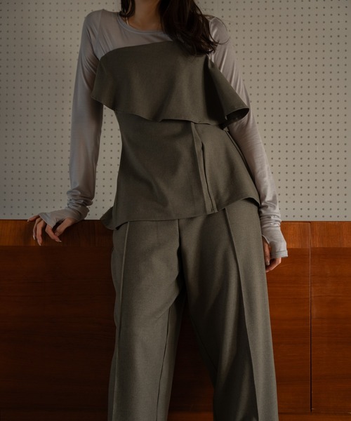 mideal（マイディール）の「frill bare bustier × sheer tops set