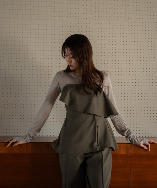 mideal（マイディール）の「frill bare bustier × sheer tops set