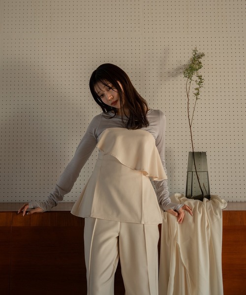 mideal（マイディール）の「frill bare bustier × sheer tops set