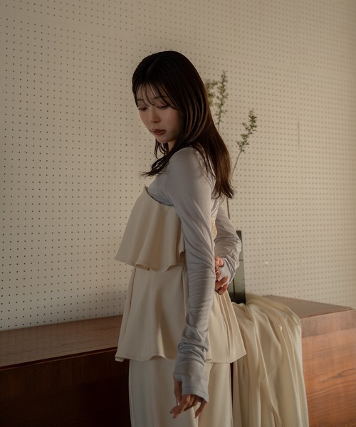 mideal（マイディール）の「frill bare bustier × sheer tops set