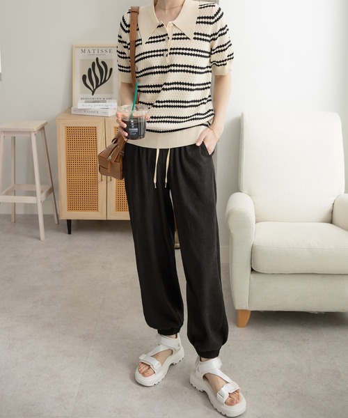 CHAN ME(チャンミ)の「ふくれジャガードジョガーパンツ(その他パンツ・レディース・ブラック/ベージュ/ブルー・MEDIUM/LARGE/X-LARGE)」の19枚目の写真