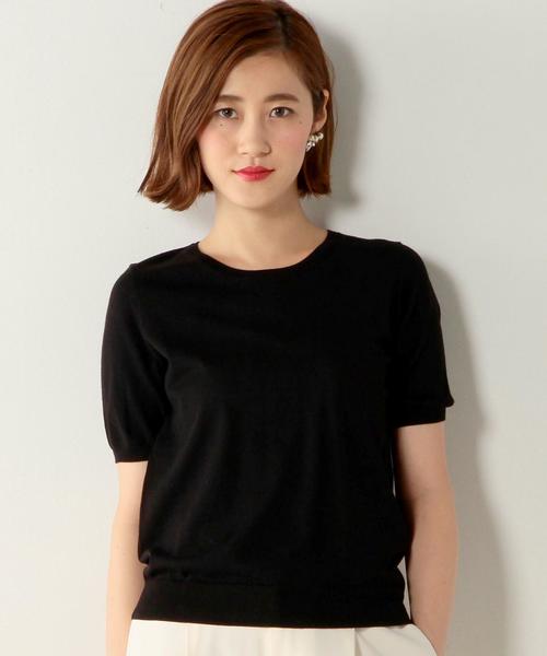 UNITED ARROWS（ユナイテッドアローズ）の「○UBBT W 18G クルーネック　半袖　ニット◆（ニット/セーター・レディース・オフホワイト/ブラック/グレー/ワインレッド/ダークグリーン・フリー）」の3枚目の写真