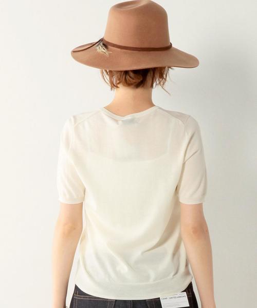 UNITED ARROWS（ユナイテッドアローズ）の「○UBBT W 18G クルーネック　半袖　ニット◆（ニット/セーター・レディース・オフホワイト/ブラック/グレー/ワインレッド/ダークグリーン・フリー）」の6枚目の写真