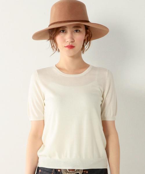 UNITED ARROWS（ユナイテッドアローズ）の「○UBBT W 18G クルーネック　半袖　ニット◆（ニット/セーター・レディース・オフホワイト/ブラック/グレー/ワインレッド/ダークグリーン・フリー）」の7枚目の写真