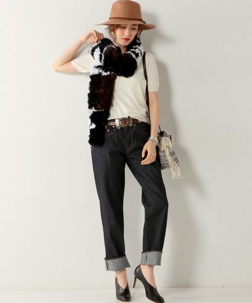 UNITED ARROWS（ユナイテッドアローズ）の「○UBBT W 18G クルーネック　半袖　ニット◆（ニット/セーター・レディース・オフホワイト/ブラック/グレー/ワインレッド/ダークグリーン・フリー）」の9枚目の写真