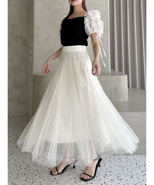 【即購入可】willfully ランダムチュールスカート WILLFULLY（ウィルフリー）の「random tiered tulle & pongee SK