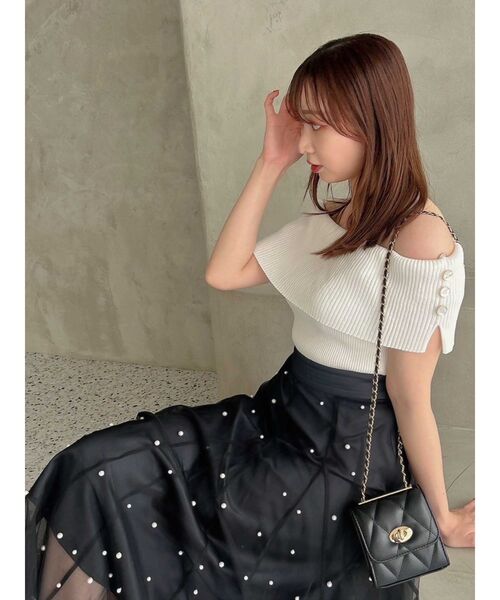 dazzlin(ダズリン)の「ランダムパーツチュールスカート(スカート・レディース・パープル/ブラック/アイボリー/グレー・MEDIUM/SMALL)」の5枚目の写真