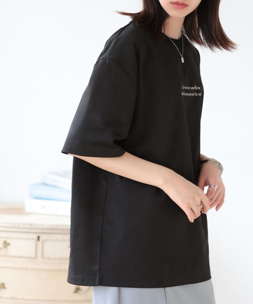 SUNFLOWER EIGHT(サンフラワーエイト)の「ドライタッチ ロゴTシャツ(Tシャツ/カットソー・レディース・グレイッシュベージュ/チャコール/ブラック/ブラウン・FREE)」の13枚目の写真