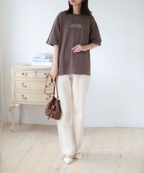 SUNFLOWER EIGHT(サンフラワーエイト)の「ドライタッチ ロゴTシャツ(Tシャツ/カットソー・レディース・グレイッシュベージュ/チャコール/ブラック/ブラウン・FREE)」の18枚目の写真