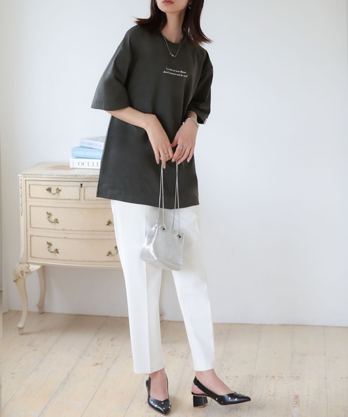SUNFLOWER EIGHT(サンフラワーエイト)の「ドライタッチ ロゴTシャツ(Tシャツ/カットソー・レディース・グレイッシュベージュ/チャコール/ブラック/ブラウン・FREE)」の21枚目の写真