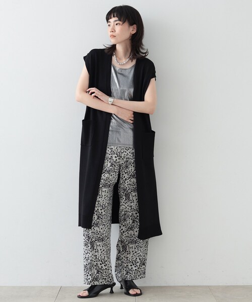 GALLEST(ギャレスト)の「◆ニットロングジレ(ベスト・レディース・ベージュ/ブラック/カーキ・38)」の1枚目の写真