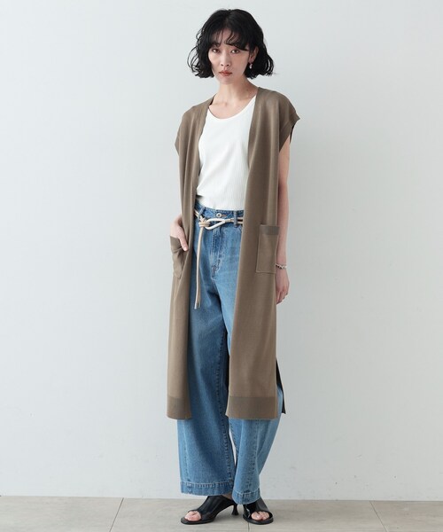 GALLEST(ギャレスト)の「◆ニットロングジレ(ベスト・レディース・ベージュ/ブラック/カーキ・38)」の7枚目の写真