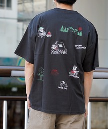 【unisex】イラスト 総刺繍 Tシャツ / 綿100% ルーズシルエット 半袖Tシャツ メンズ レディース